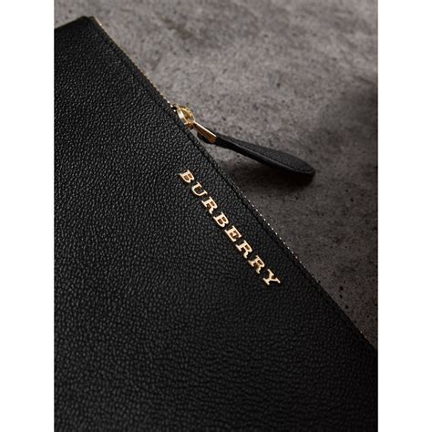 burberry leather clutch bag with check lining